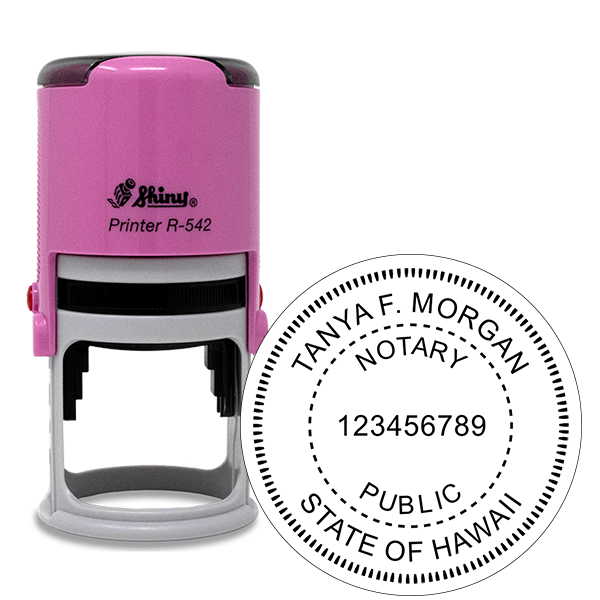 Hawaii Notary Pink Stamp - Round