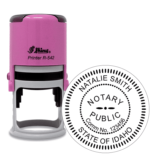 Idaho Notary Pink Stamp - Round