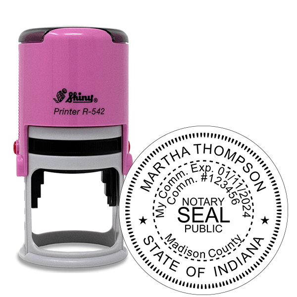 Indiana Notary Pink Stamp - Round