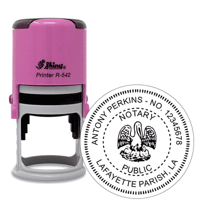 Louisiana Notary Pink Stamp - Round