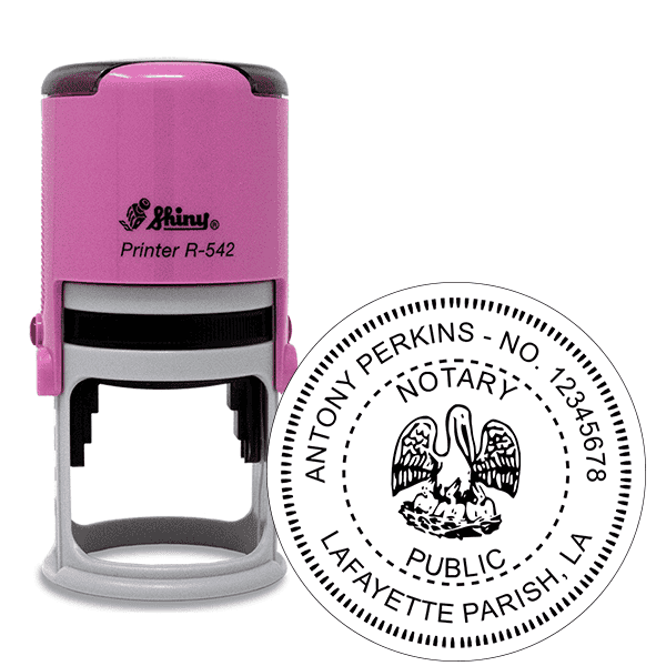 Louisiana Notary Pink Stamp - Round