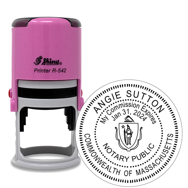 Massachusetts Notary Pink Stamp - Round