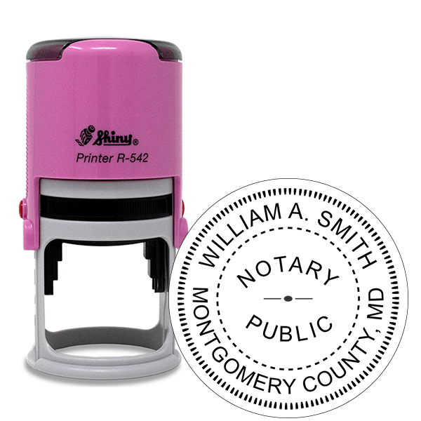 Maryland Notary Pink Stamp - Round