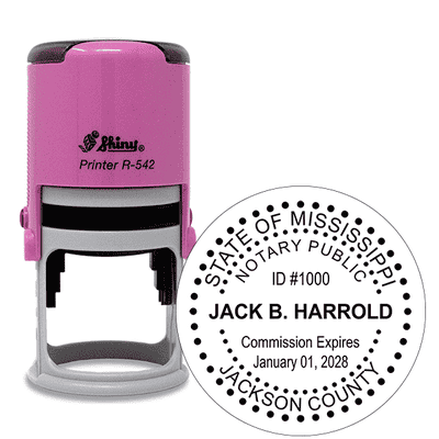 Mississippi Notary Pink Stamp - Round