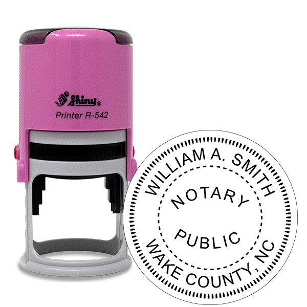 North Carolina Notary Pink Stamp - Round