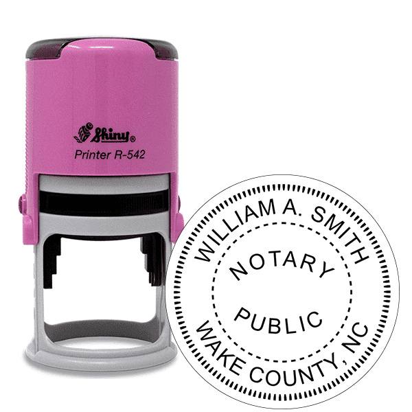 North Carolina Round Pink Notary Stamp