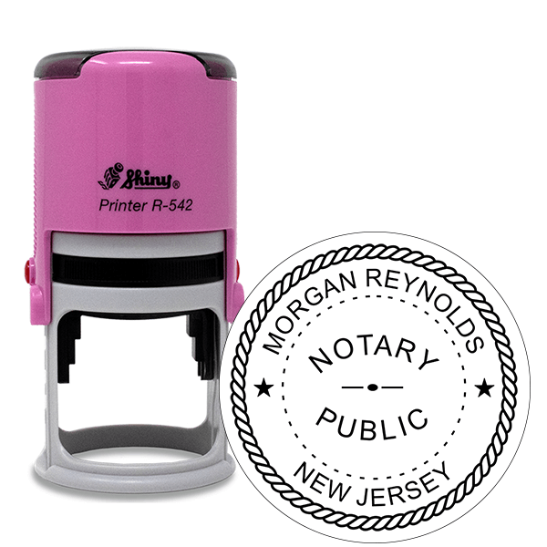 New Jersey Notary Pink Stamp - Round