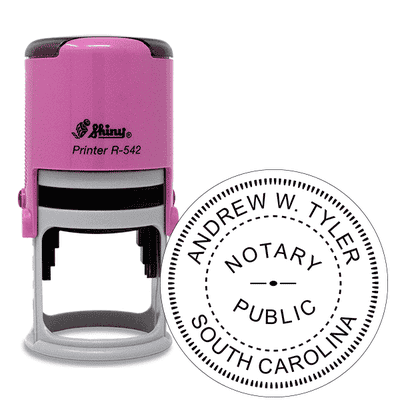 South Carolina Round Pink Notary Stamp - alternate view