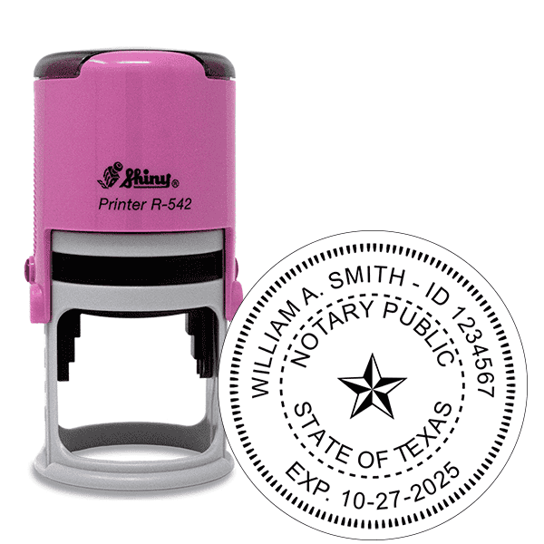 Texas Notary Pink Stamp - Round