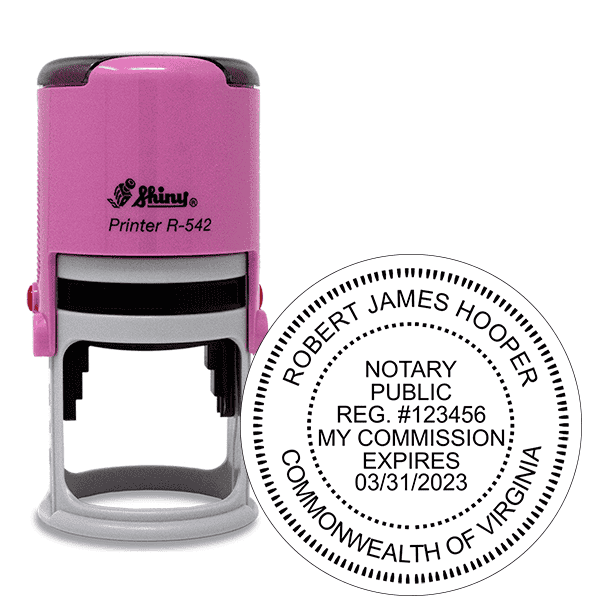 Virginia Notary Pink Stamp - Round