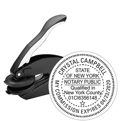 New York Notary with County and Expiration Round Seal Embosser