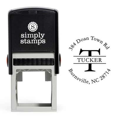 Round Personalized Last Name Address Stamp - alternate view
