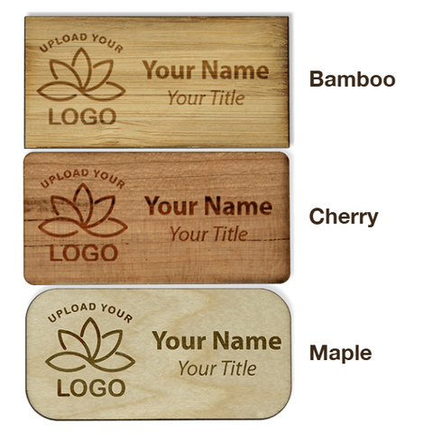 Engraved Wood 1.5" x 3" Name Tag
