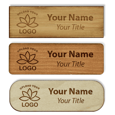 Engraved Wood Name Tag - 1" x 3"