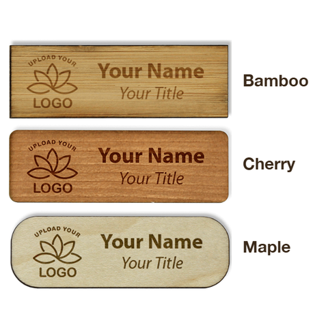 Custom Wood Engraved Name Tag - 1" x 3"