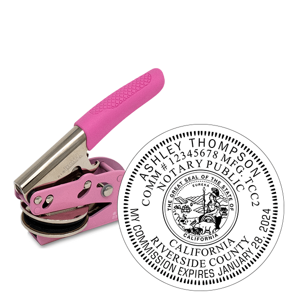 California Notary Pink Seal Embosser - Round