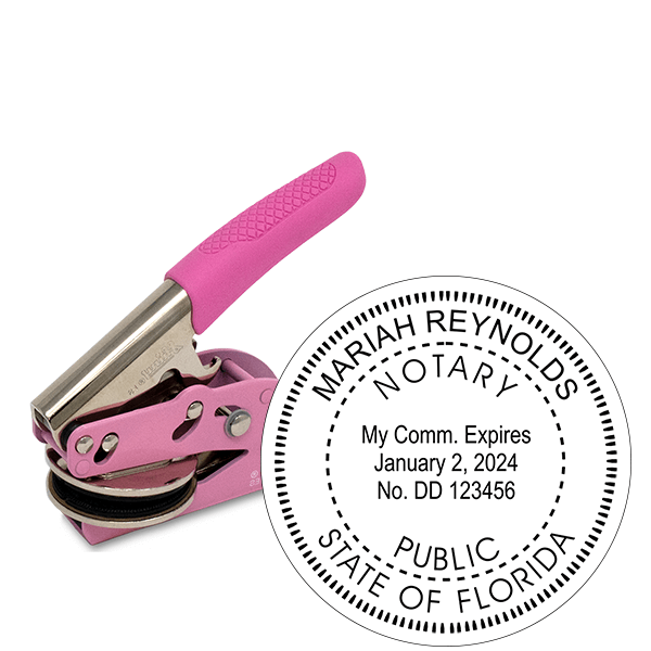 Florida Notary Pink Seal Embosser - Round