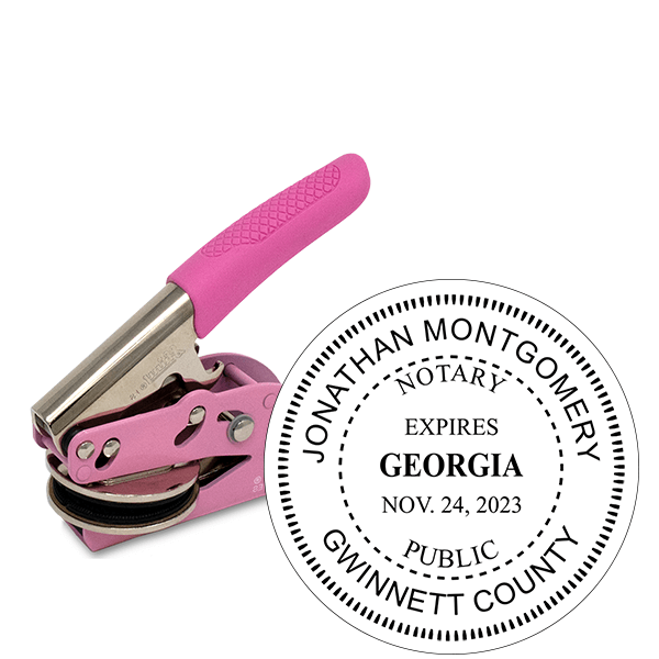 Georgia Notary with Expiration Date Pink Seal Embosser - Round