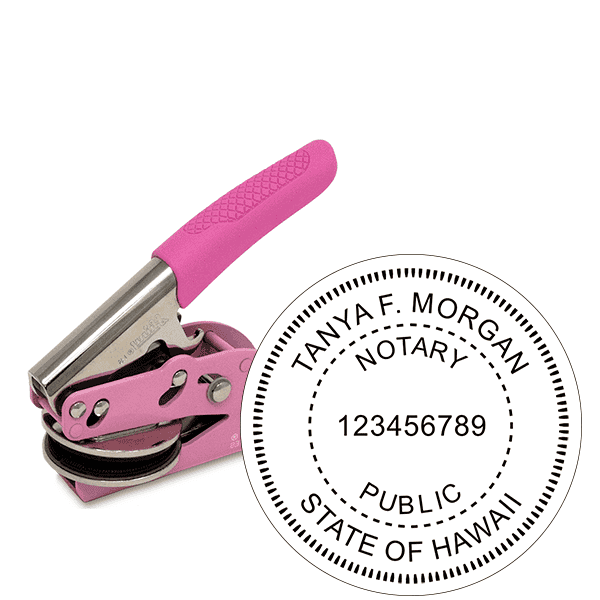 Hawaii Notary Round Pink Seal Embosser