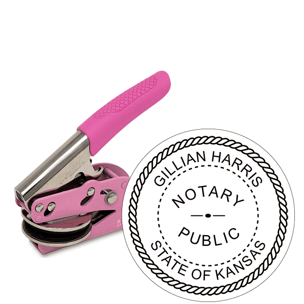 Kansas Notary Round Pink Seal Embosser