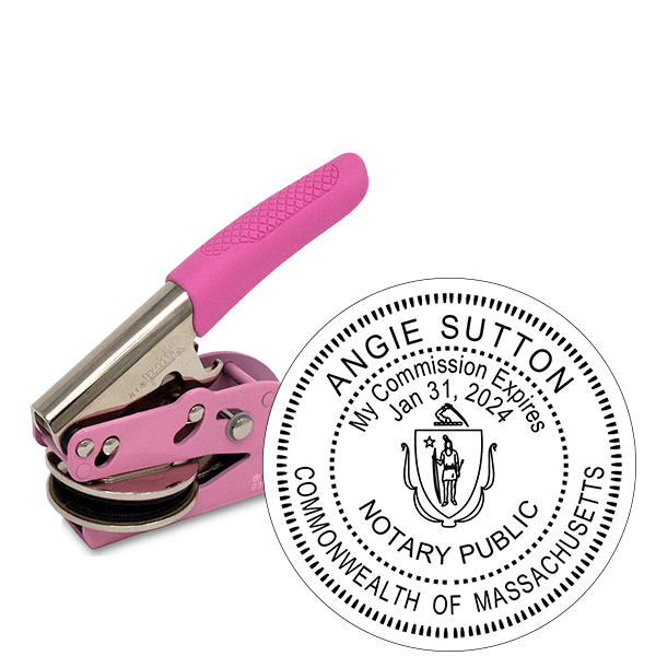 Massachusetts Notary Pink Seal Embosser - Round