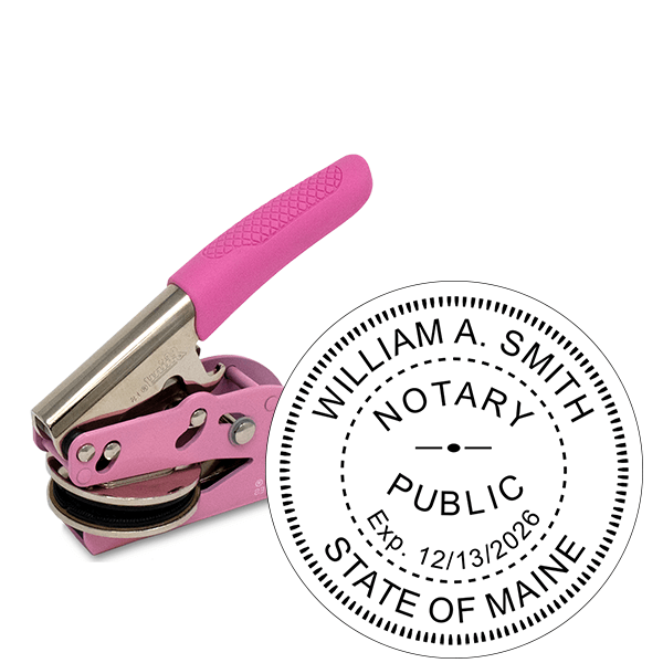 Maine Notary Pink Seal Embosser - Round