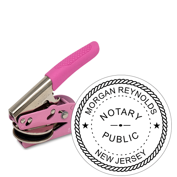 New Jersey Notary Pink Seal Embosser - Round