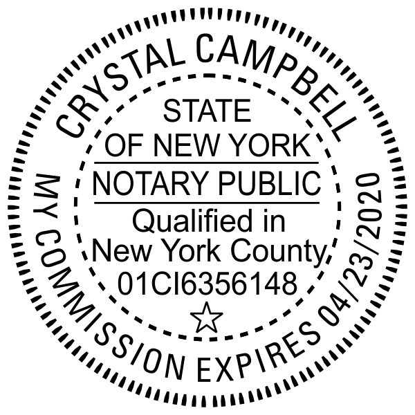 New York Notary with County and Expiration Pink Seal Embosser - Round