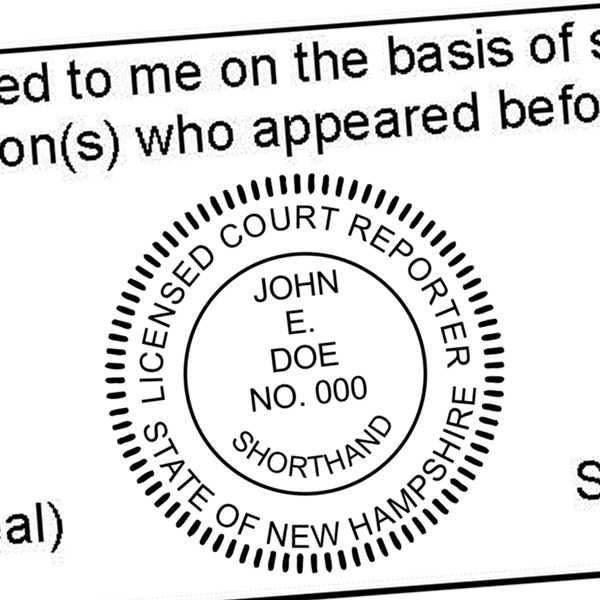 State of New Hampshire Licensed Court Reporter Seal In Use