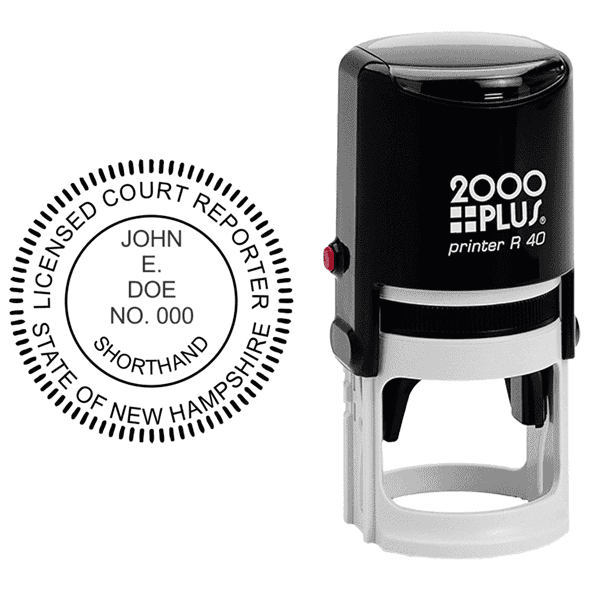 State of New Hampshire Licensed Court Reporter Design with Stamp