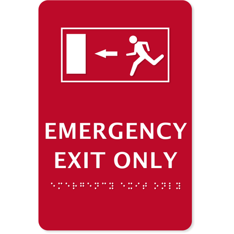 ADA Compliant 9" x 6" Emergency Exit Only Sign