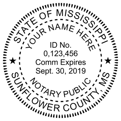 Mississippi Milled Round Notary Seal - Choose Stamp or Embosser - alternate view
