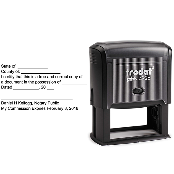 Notary Copy Certification Stamp Body and Design