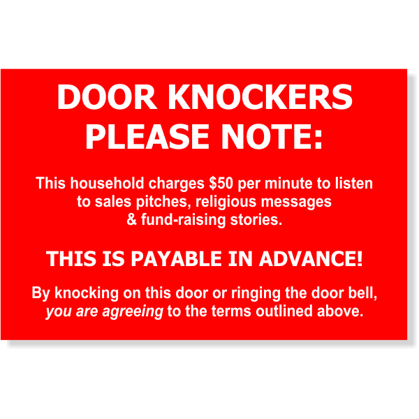 Funny Door Knockers Please Note Engraved Sign | 4