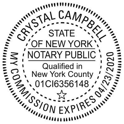 New York County and Expiration Round Notary Seal - Choose Stamp or Embosser - alternate view