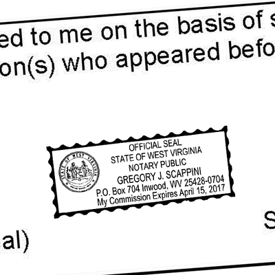 West Virginia Rectangle Notary Seal - alternate view