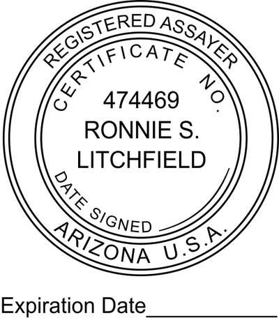 State of Arizona Assayer with Expiration Date Seal - alternate view
