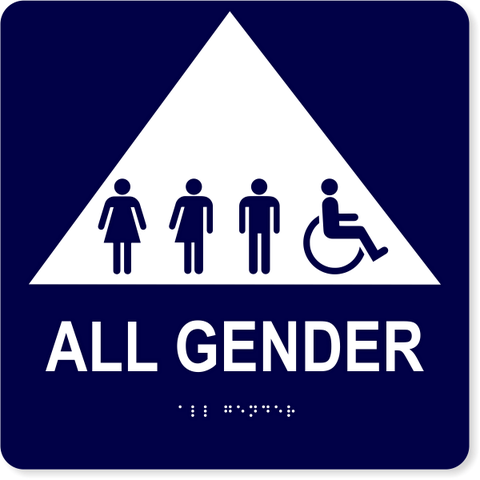 All Gender Triangle with Symbols 10" x 10" ADA Tactile Sign