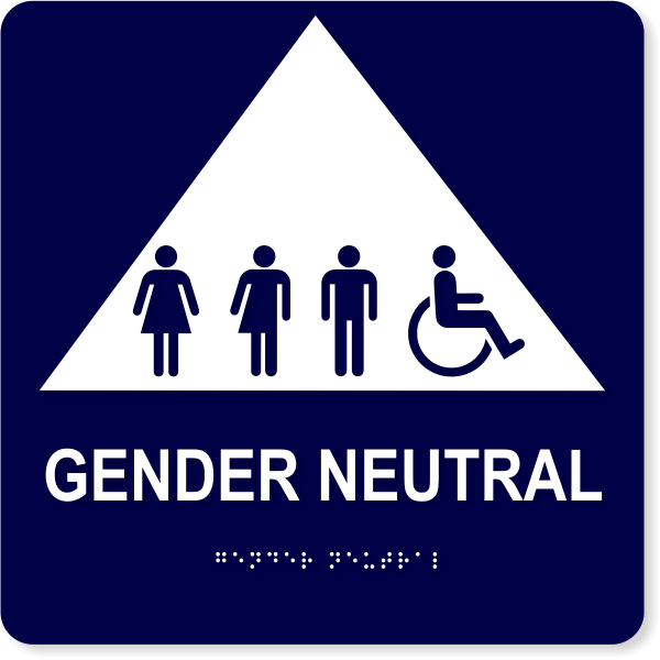 All Gender Triangle 10" x 10" Handicapped Sign
