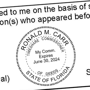 State of Florida Commissioner of  Time Share Deeds Seal Imprint