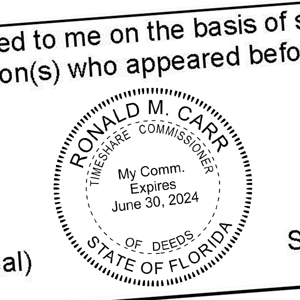 State of Florida Commissioner of  Time Share Deeds Seal Imprint