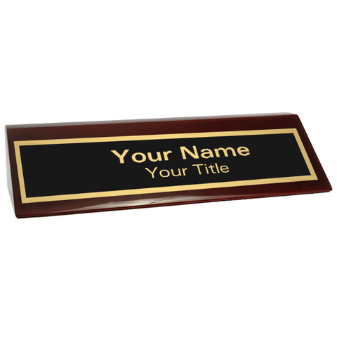 Personalized Glossy Rosewood Desk Wedge | 2" x 8"