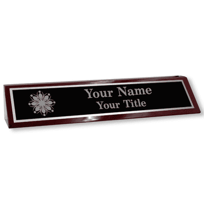 Custom Logo 2" x 10" Piano Rosewood Desk Wedge - alternate view