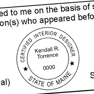State of Maine Interior Designer Stamp Seal Imprint