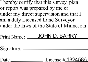State of Minnesota Land Surveyor Certification