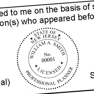 State of New Jersey Professional Planner Seal Imprint