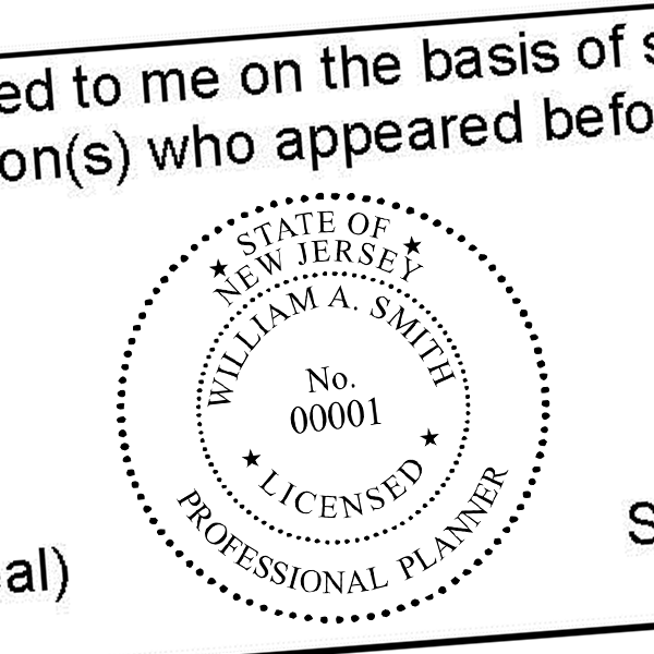 State of New Jersey Professional Planner Seal Imprint