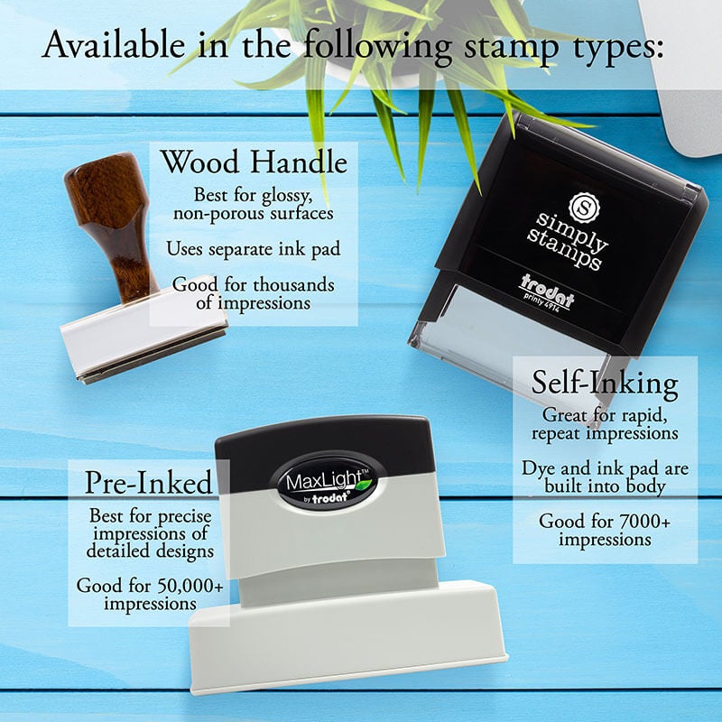 The Anderson Handwritten Address Stamp comes in three stamp body types