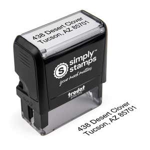 Top angle view of the 2 Line Stamp with its impression