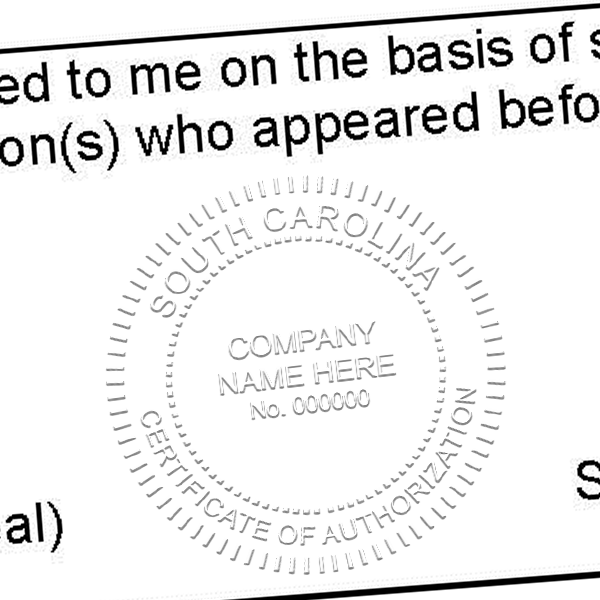 State of South Carolina Certificate of Authorization Seal Imprint
